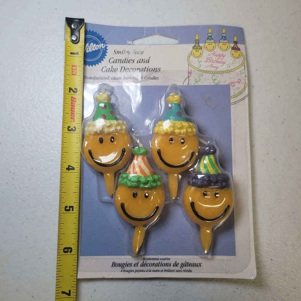 Wilton Smiley Face Birthday Cake Candles Handpainted Party Decorations 4 Count‎